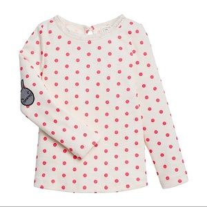 Sarah Jessica Parker for Gap Bunny patch pink polka dot long sleeve rib shirt 2T